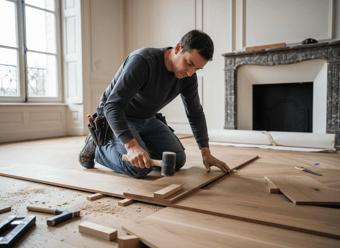 poseur de parquet utilisant Batimi